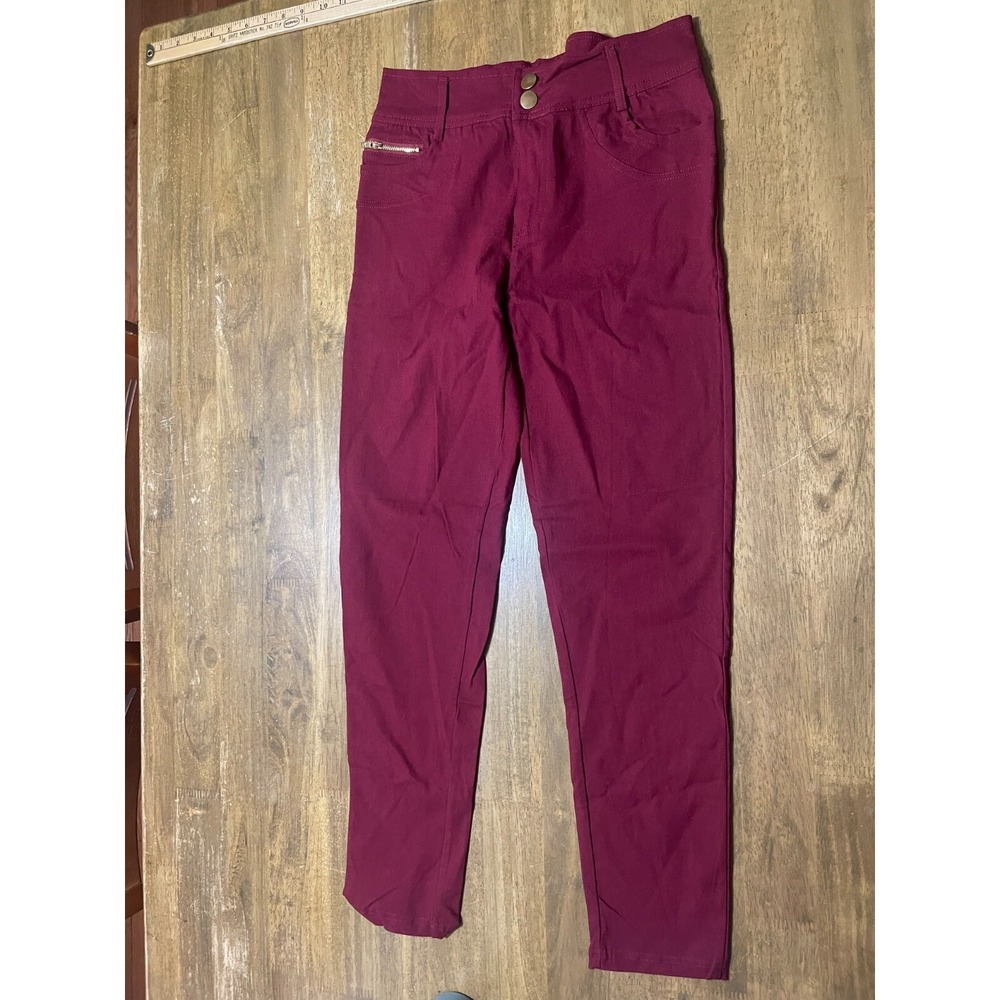 Bottom Sharp Pants, Women's Size Large, Red, Skinny, Zip Pockets